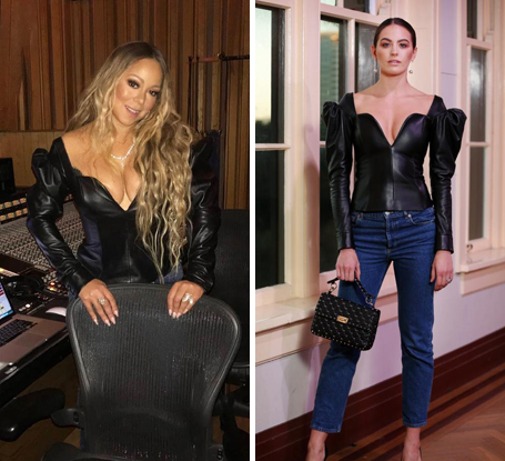 Mariah wears the same black top as Jesinta Franklin | mcarchives.com