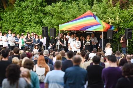 Huge crowd turns out at vigil for iconic Martyn Hett | mcarchives.com