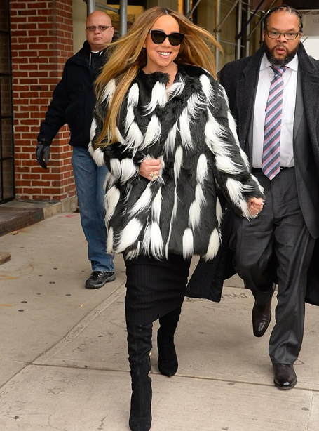 Mariah Carey steps out in fur coat in New York City | mcarchives.com