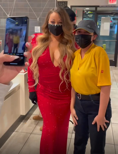 Of course Mariah Carey wore a gown to McDonald's | mcarchives.com