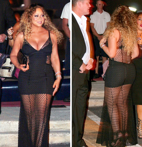 Mariah Carey squeezes into boob-baring black dress | mcarchives.com